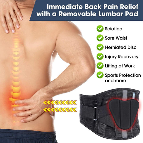 Back Brace Support Belt, Flexible Lumbar Support for Pain Relief, Scoliosis Brace XXXL Fits Waist Size 45”-51”