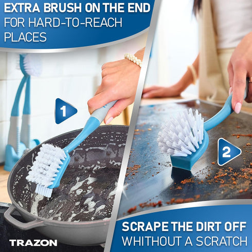 Set 5 Dish Brush of with Convenient Holder, Bottle Water Brush, Dish Scrub Brush, Scrubber Brush and Straw Brush