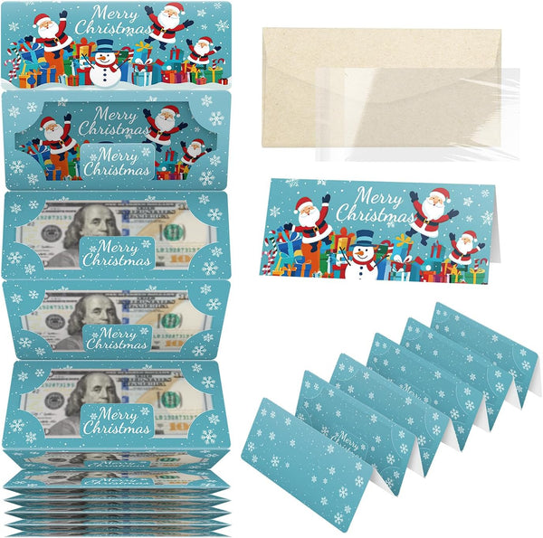 Lyforpyton Christmas Money Holder with 10 Slots, Christmas Party Santa Cash Card Supplies,