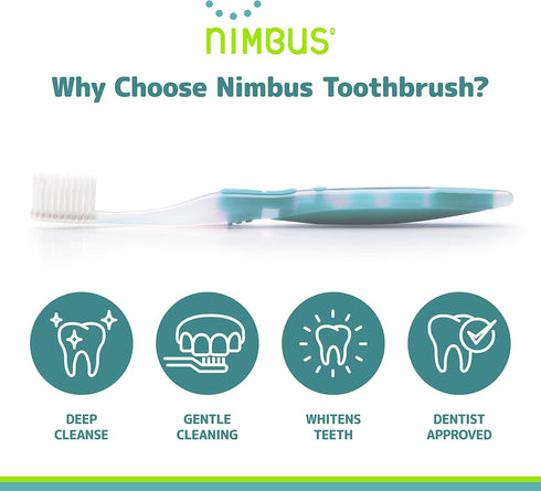 NIMBUS Extra Soft Toothbrushes (Compact Head), 10 Pack, Periodontist Design for Sensitive Teeth & Gums, Colors Vary