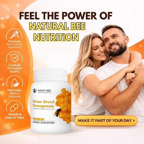 New Time Organic beekeeping products Drone Brood (Larvae) Homogenate Capsules Powerful Bee Superfood Supplement Rich