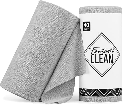 Microfiber Cloths in a Roll, Reusable Washable Cleaning Rag Towels, 12" x 12", 40 Pack for Auto, House, Kitchen