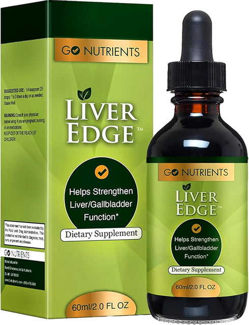 Go Nutrients Liver Edge, Milk Thistle Supplement for Liver Cleanse, Detox & Repair, Organic Liquid Drops, 2 oz, 48