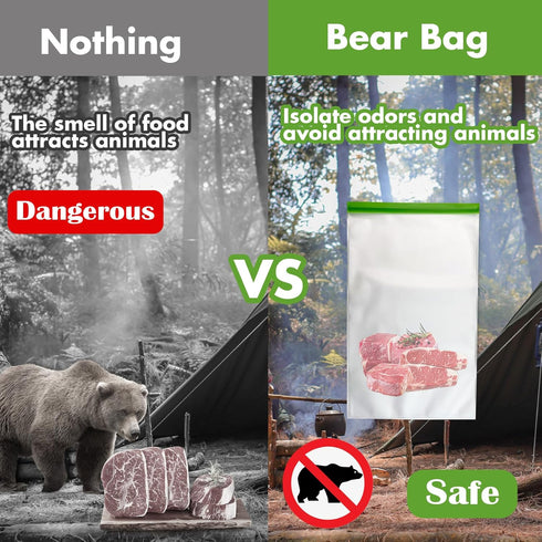 Odor Proof Food Storage Bear Bags Reusable Zipper Barrier Bags Airtight Bags Keep Fresh and Waterproof for Backpacking, Camping, Outdoor Bear Proof Refrigerator Freezing (2 Pack) by TAINESS