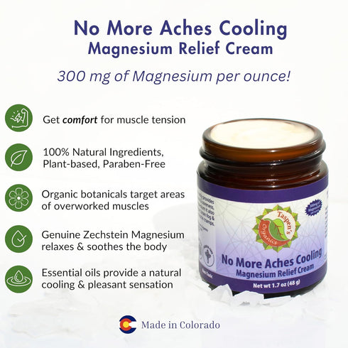 Taspen's Organics Taspens Organics Magnesium No More Aches Cooling Cream Topical Magnesium Cream for Muscle Relief