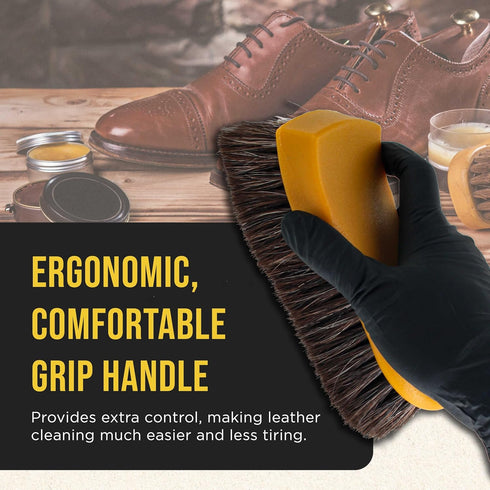 Dura-Gold Long Bristle Horse Hair Leather Cleaning Brush for Car Interior, Upholstery, Fabric, Carpet