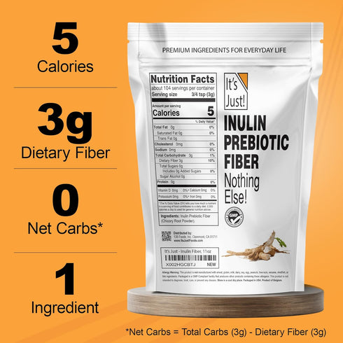 It's Just! Inulin Prebiotic Fiber Sweetener, Chicory Root Powder, Product of Belgium (11 Ounce)
