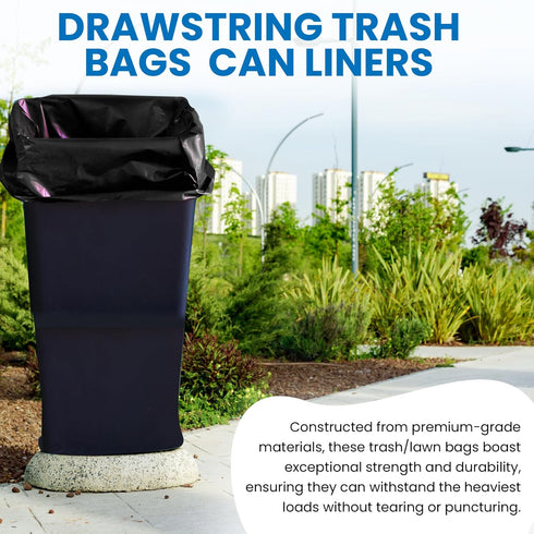 Premium Heavy Duty 13 Gallon Trash Bags - Strong Drawstring, Ideal for Lawn, Yard, and Home Use