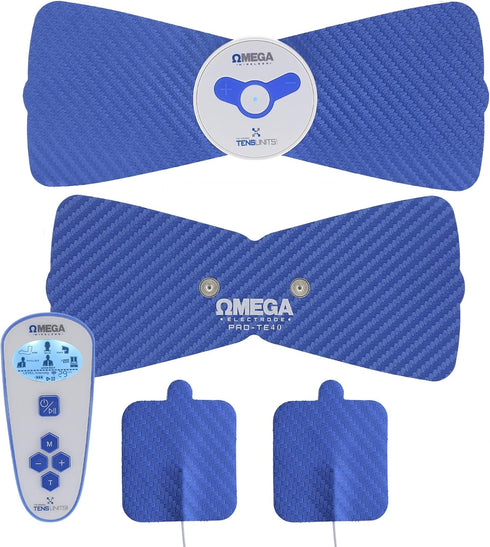 OMEGA Wireless TENS Unit Muscle Stimulator with Remote Control - Complete Back Pain Relief Solution with Reusable