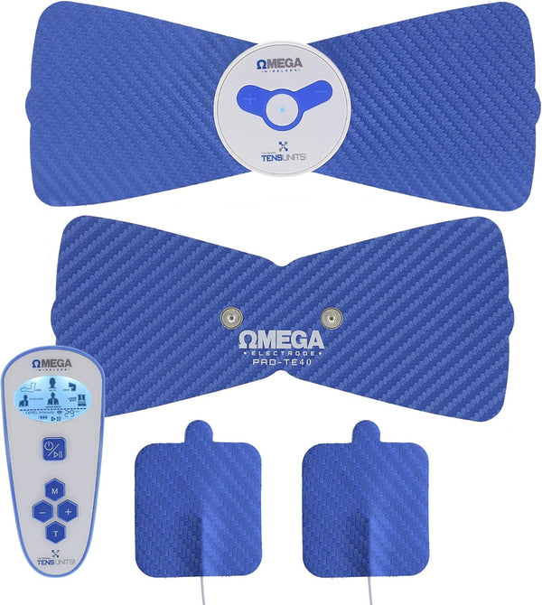 OMEGA Wireless TENS Unit Muscle Stimulator with Remote Control - Complete Back Pain Relief Solution with Reusable