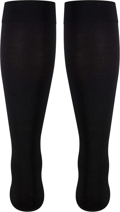 NuVein Medical Compression Stockings, 20-30 mmHg Support for Women & Men, Knee Length, Open Toe, Black, 3X-Large
