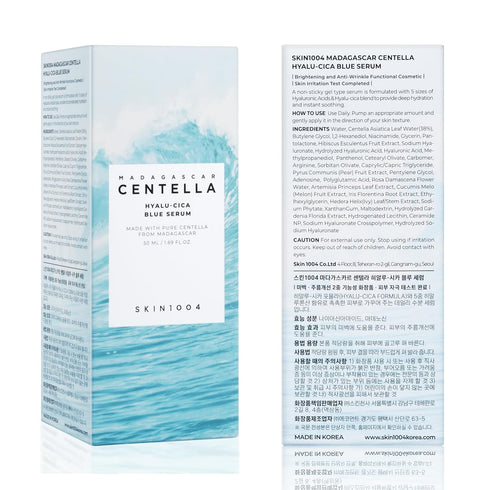 SKIN1004 Hyalu-CICA Blue Serum 1.69 fl.oz, 50ml, Hydrating and Refreshing Multi-Care Solutions with 5 Layer Hyaluronic
