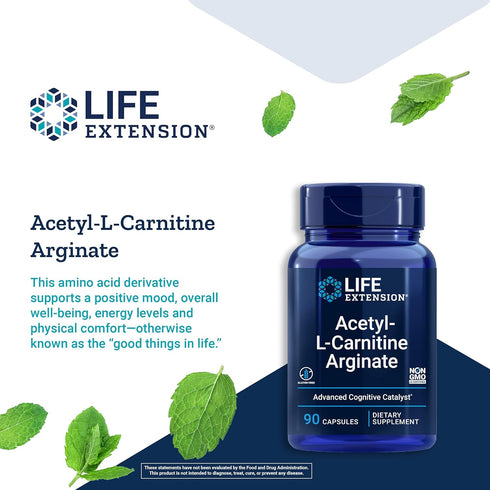 Life Extension Acetyl-L-Carnitine Arginate - Advanced Amino Acid Supplement for Memory, Cognition, Cell Energy - 90