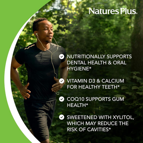 Adults Dental Care Probiotic Natures Plus - Supplement for Teeth & Gum Health, Peppermint Flavor, 60 Lozenges
