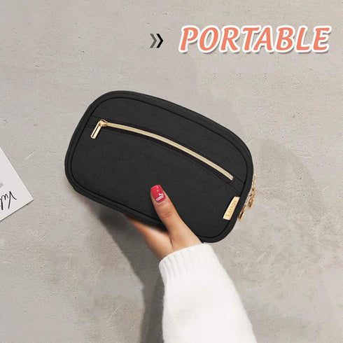 LUXJA Nail Polish Organizer Case - Holds 10 Bottles (15ml), Zipper Pockets, Black (Bag Only)