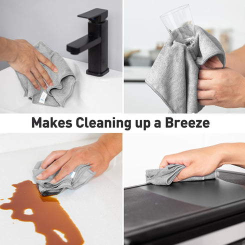Gray Microfiber Cleaning Cloth 13"x13", Ultra Soft Absorbent Rags for Housekeeping, Lint Free Reusable Cleaning Cloths