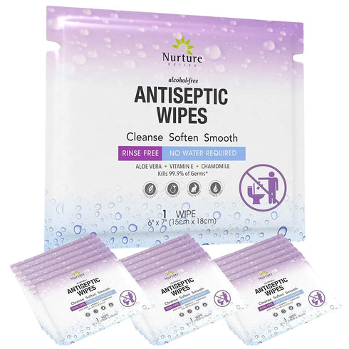 XL Individually Wrapped Nurture Antibacterial Body & Hand Wipes | Alcohol-Free Antiseptic
