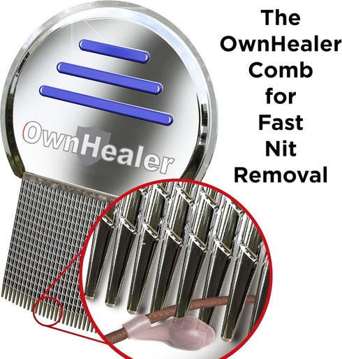OWNHEALER Professional Lice Comb Kit for Lice, Nits, and Dandruff Removal - Quick Results for All Hair Types.