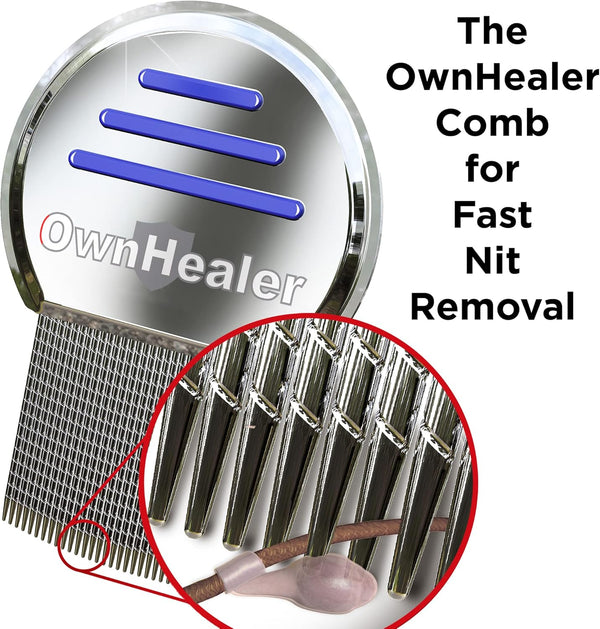 OWNHEALER Professional Lice Comb Kit for Lice, Nits, and Dandruff Removal - Quick Results for All Hair Types.