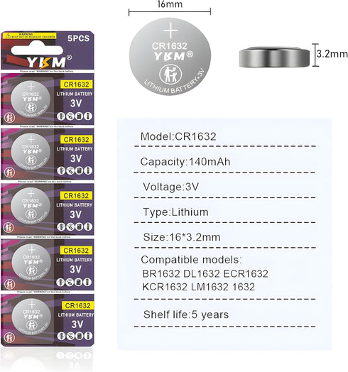20 Pack CR1632 Battery Long Lasting 1632 3V Lithium Coin Batteries for Car Key Fob Watch Keyless Remote Scale Ring Sensor Battery