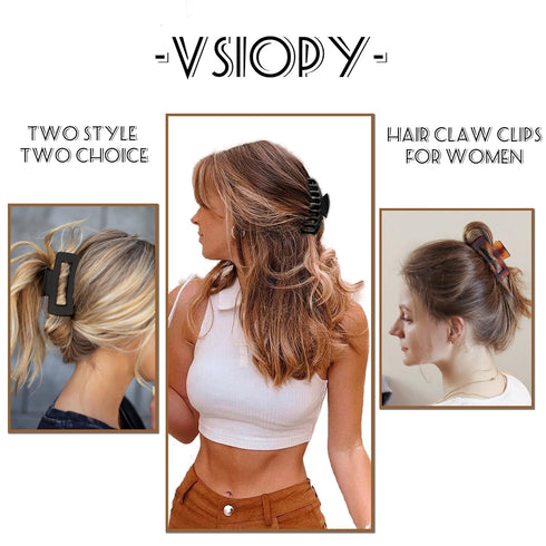Vsiopy 6pcs Medium Large Matte Square Claw Hair Clips for Women, Versatile Styling for Thick & Thin Hair