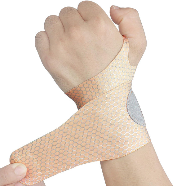 2 Pcs Ultra-Thin Wrist Brace Support for Carpal Tunnel, Pain Relief, Elastic Wraps for Right and Left Hands (Skin Tone)