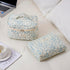 2 Pcs Large Quilted Makeup Bag - Cotton Quilted Toiletry Bag for Women, Cute Kawaii Travel Cosmetic Bags (03 Lightblue