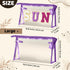 Y1tvei Clear SUN Makeup Bag - 2Pcs Preppy Purple Chenille Varsity Letter Cosmetic Bag, Waterproof Beach Travel Pouch