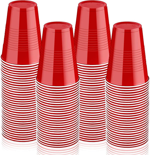 PLMMOUT 240 Pack Red Plastic Cups, Disposable Party Cup, 16 oz Shot Cups,