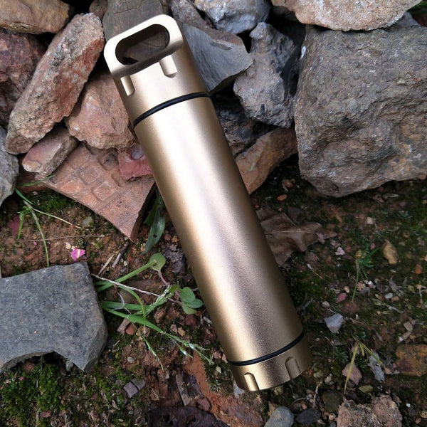 Portable Survival Waterproof Pill Container - Outdoor Waterproof Capsule Seal Bottle Holder Case - EDC Emergency Tool,