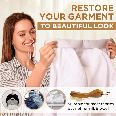 TAKAVU Laundry Brush for Stain Removal - Natural Boar Bristle Cleaning Brush with Ergonomic Handle