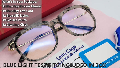 Stylish Blue Light Block Glasses Computer Women Oversized Big Frame Eye Strain Uv Glare Blocker Lens Metal Temples Wide Face