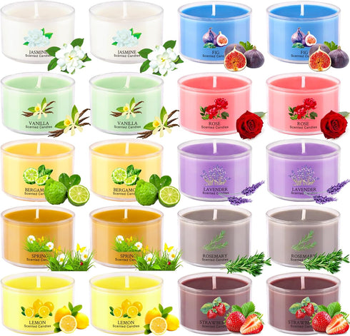 Jayhanvoe 20 Pack Set 10 35g Aromatherapy Scented Candles - Small Candle Gift for Women with Scents, Long-Lasting Soy