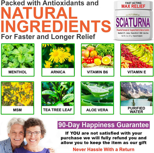 Sciatica Nerve Cream – Maximum Strength Comfort Cream for Feet, Hands, Legs, Toes, Back, Natural Ultra Strength Arnica,