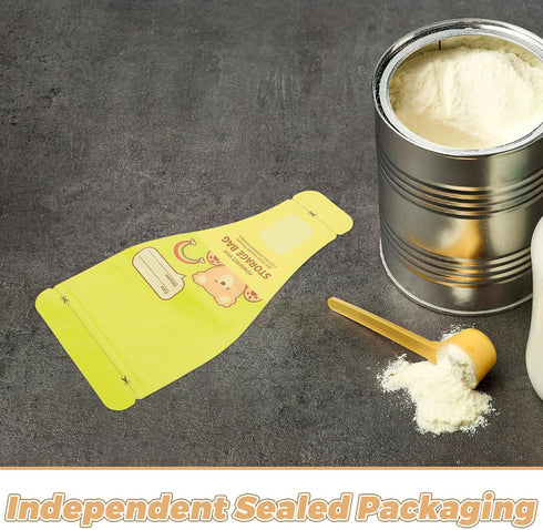 HAMPPLIES 120pcs Disposable Formula Bags with Funnel Leakproof Design and Marker Pen for Travel Feeding and Milk Powder