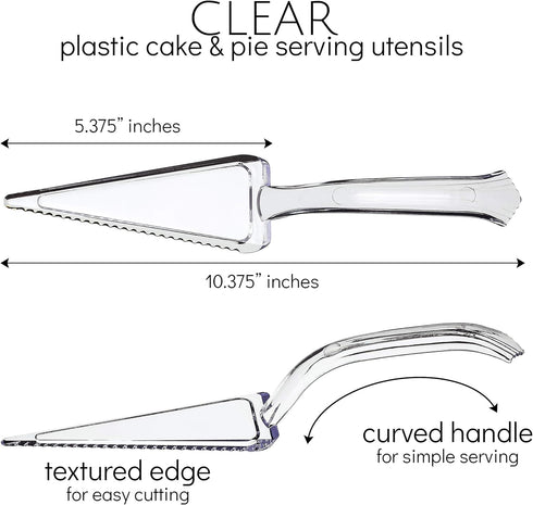Plasticpro Disposable Heavy Duty Plastic Cake Cutter, Durable Premium Serving Utensils Clear Pack of 12