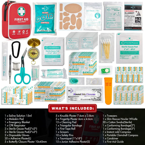 130 Pieces First Aid Kit with Hospital Grade Medical Supplies - includes Emergency Blanket, Bandage - Great for Home, Outdoors, Office, Car, Travel, Camping, Hiking, Boating