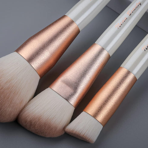 Makeup Brushes Set, EVRCHGIEA 12pcs Premium Brushes for Eye Shadow, Eyebrows, Foundation, White Travel Makeup Set