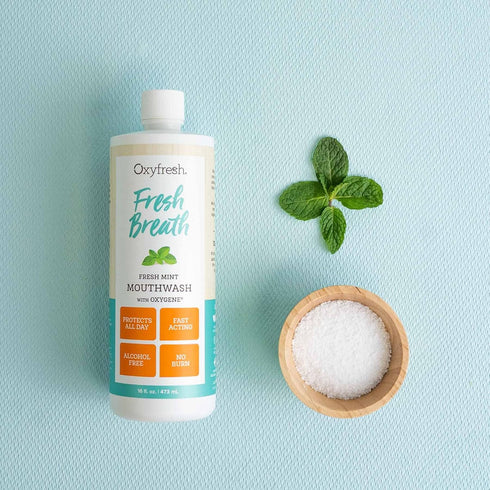 Oxyfresh Fresh Breath Fresh Mint Mouthwash - Dentist Recommended for Long-Lasting Fresh Breath & Healthy Gums, Alcohol