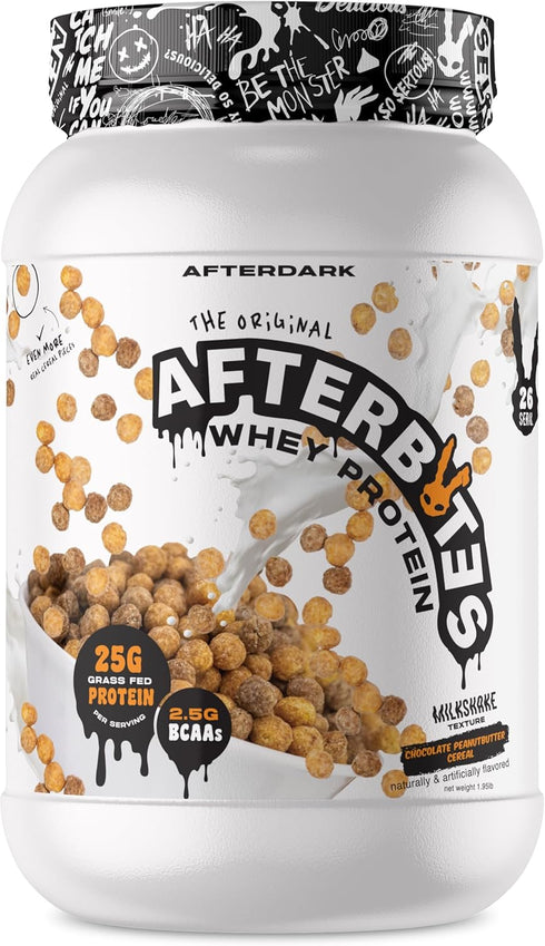 AFTERDARK AfterBites Whey Protein Powder, 25g Protein, 4.5g BCAA’s, Chocolate Peanut Butter, 26 Servings