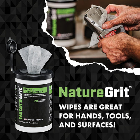 NatureGrit Hand & Surface Wipes, Heavy Duty Mechanic Hand Cleaning & Degreaser Wipes
