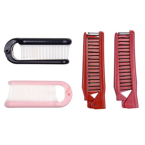 Kare & Kind 4x Foldable Hairbrush and Comb, Pocket-Sized Grooming Tool for Travel, Anti-Static Comb and Brush