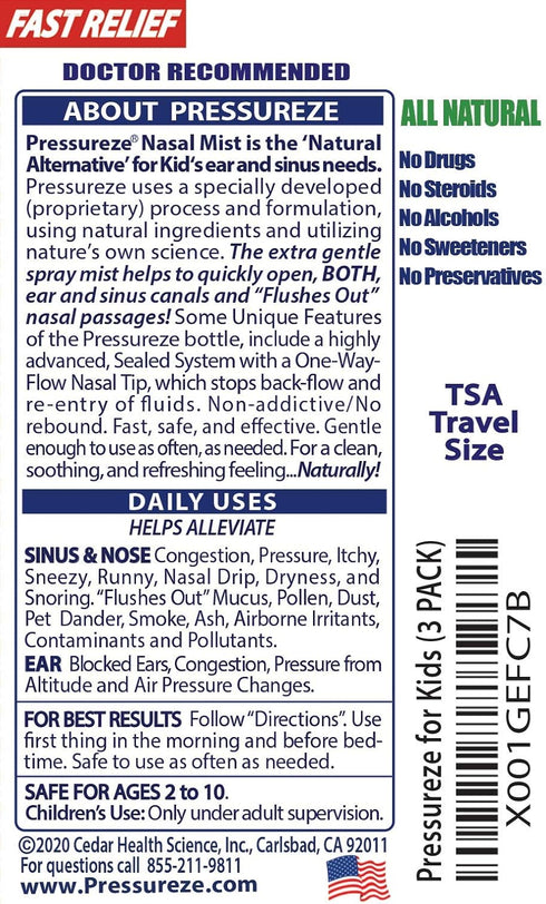 All Natural Preservative-Free Sterile Nasal Spray for Children - 130 Sprays, 18 ml (Pack of 3)