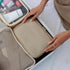 Pocmimut Travel Makeup Bag - Leather Cosmetic Organizer for Women, Large Makeup Bag with Brush Holder (Apricot)