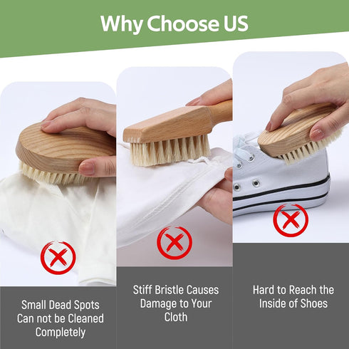 Laundry Stain Brush, Natural Boar Bristle Laundry Cleaning Brush for Stains on Clothes, Perfect for Shoes, Cleaning and