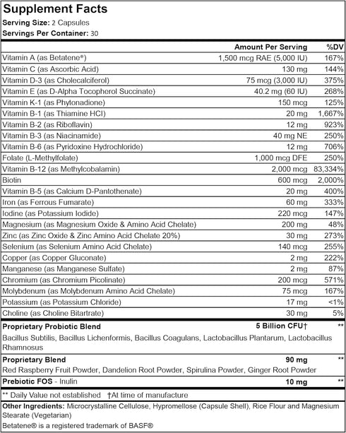 ProCare Health | Bariatric Prenatal Multivitamin Capsule | 60 Count | One Month Supply