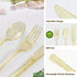 150 Pack Gold Plastic Silverware, Heavy Duty Gold Glitter Silverware - 50 Forks, 50 Knives, 50 Spoons for All Occasions