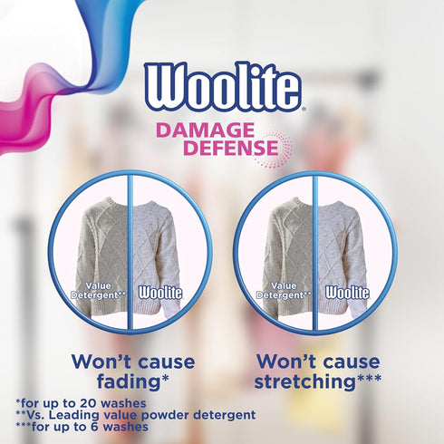 Woolite Damage Defense Laundry Detergent, 33 Loads, 50 Fl Oz, Regular & HE Washers, May Vary Packaging