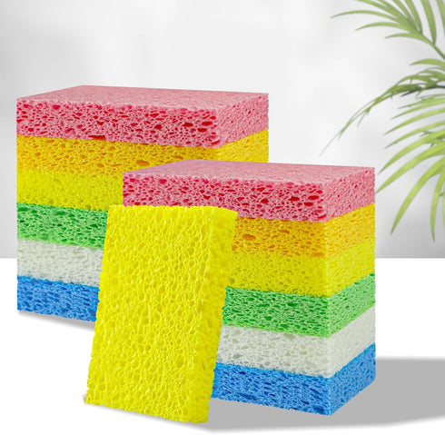 Kitchen Sponges 24 PCS - Compressed Cellulose Non-Scratch Natural Dish Sponge for Kitchen, Bathroom, Cars