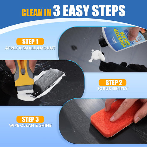 Tidybond 8.8 oz Glass Cooktop Cleaner & Polish Kit Heavy Duty Stove Top Cleaner with Scraper & Scrubbing Pad, Removes